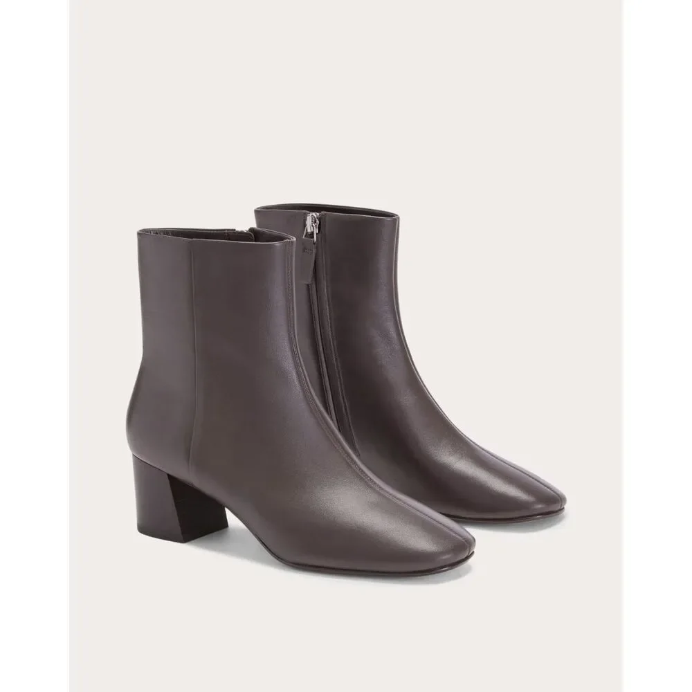 Everlane THE DAY BOOT Dark Brown Leather Ankle Boots Block Heel Minimalist 5 NWB